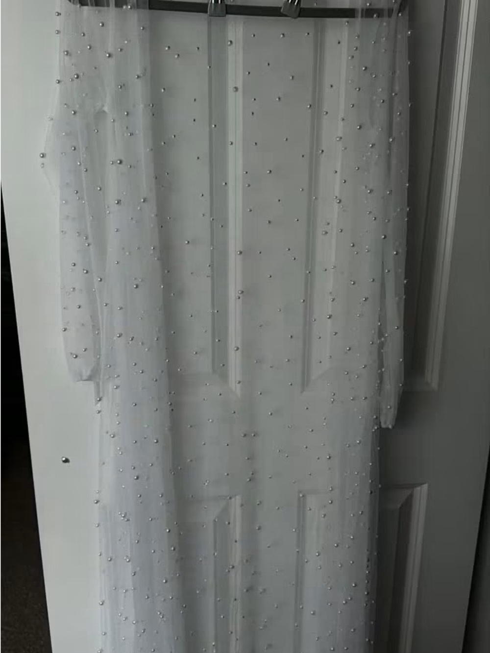 Elegant White Pearl-Embellished Women’s Robe